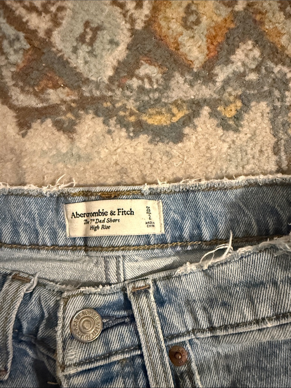 Abercrombie & Fitch Light Blue Distressed Denim Shorts - Picture 3 of 3